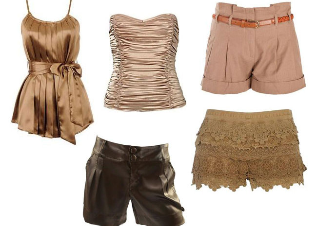 Roupas cintilitantes na cor dourada