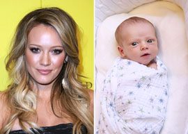 Hilary Duff mostra foto do filho