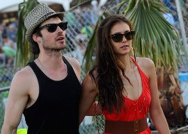 Nina Dobrev e Ian Somerhalder no Coachella Music Festival
