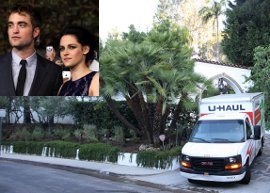 Caminhão de mudança deixa mansão de Robert Pattinson e Kristen Stewart