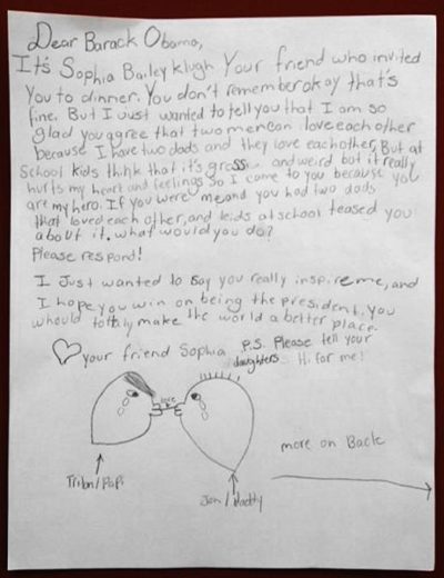 Carta de Sophia para Obama