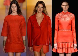 Tendências do SPFW para o inverno 2013 - modelos desfilando com vestido vermelho