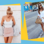 looks em tons de rosa claro e branco