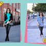 looks em tons de preto,azul e lilás