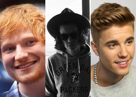 ed sheeran, harry styles e justin bieber