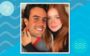 Elementos dos signos: símbolos de ar e água representados ao lado de Marina Ruy Barbosa e Xandinho Negrão sorrindo