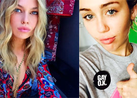Miley Cyrus é vista aos beijos com Stella Maxwell
