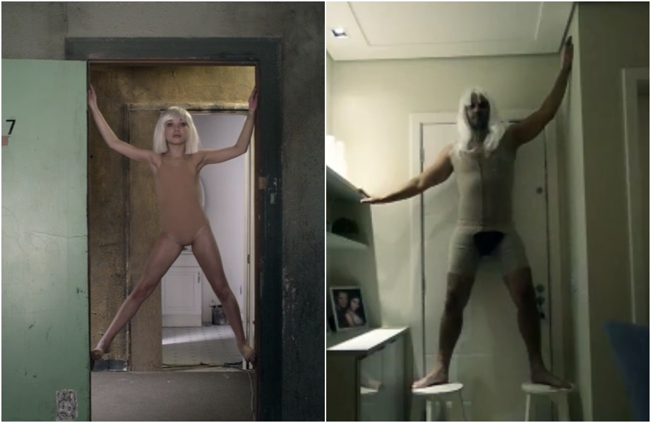 homem recria clipe da sia para vender apartamento e fica em pé no banheiro