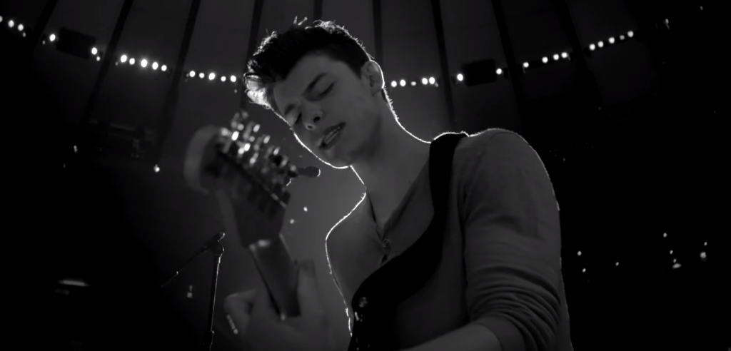 Shawn Mendes em preto e branco no clipe de Ruin