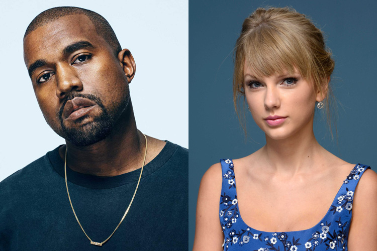 Kanye West ao lado de Taylor Swift