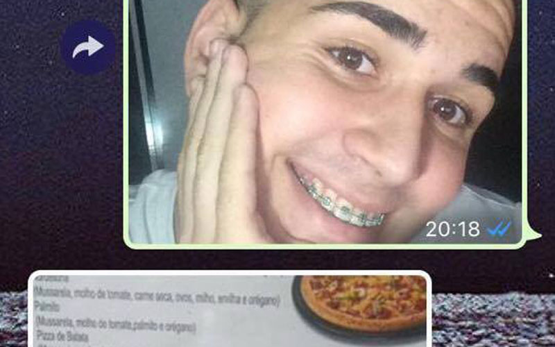 rapaz faz pedido de pizza pelo whatsapp