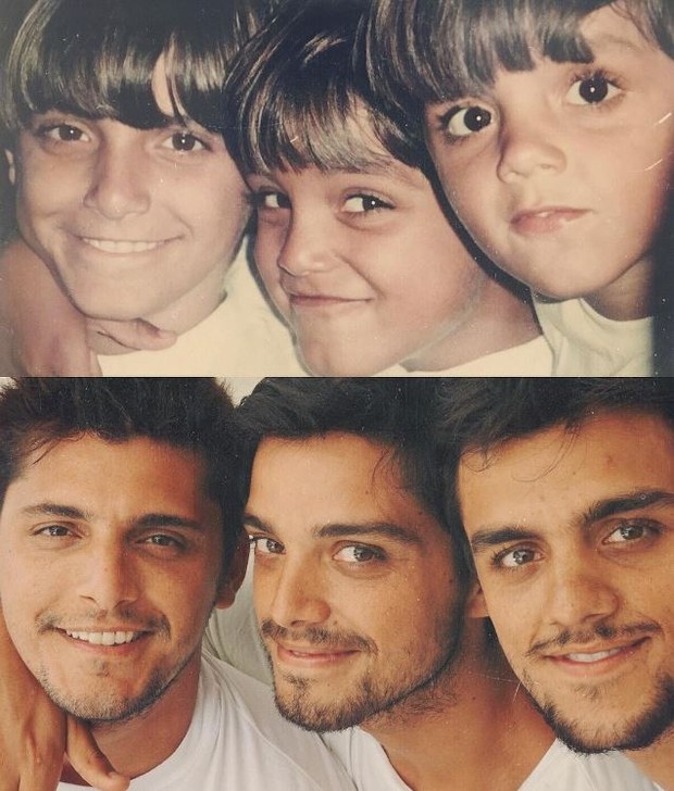 Rodrigo Simas posta foto de "antes e depois" com os irmãos no Instagram