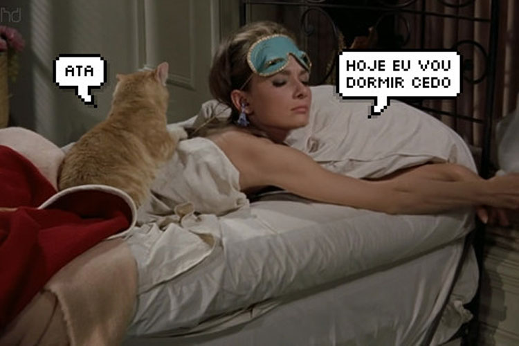 audrey hepburn acordando dizendo ''hoje vou dormir cedo''