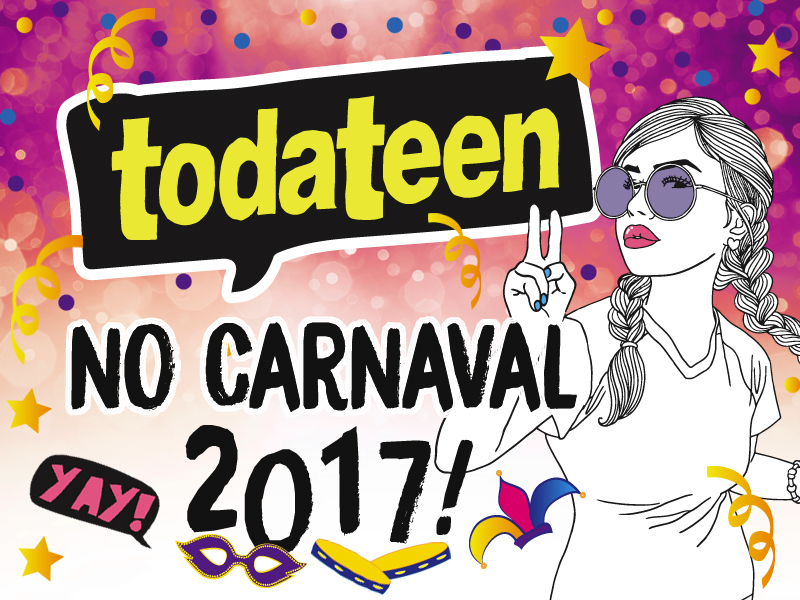 Ilustração com fundo rosa da playlist de Carnaval da todateen
