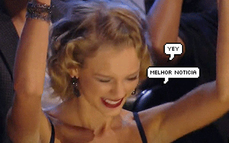 taylor swift vibrando e comemorando