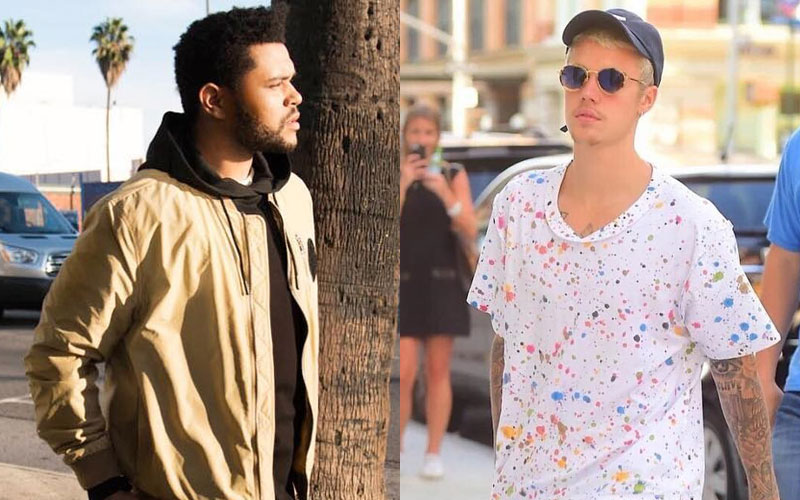 the weeknd e justin bieber andando na rua