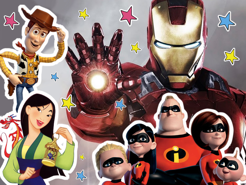 Montagem com família incrível, Homem de Ferro e Woody