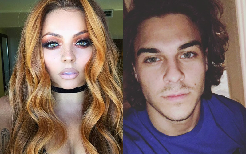 Fotomontagem com uma foto de Jesy Nelson e ao lado Chris Clark