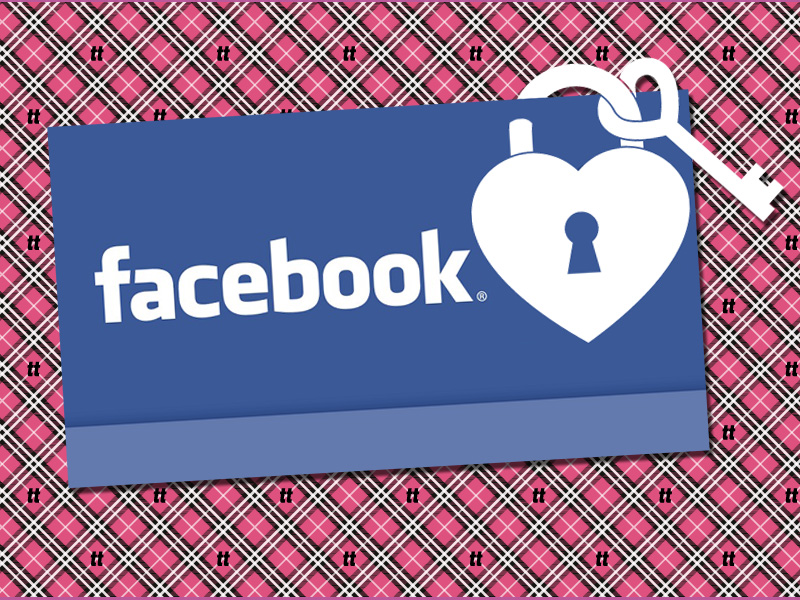 Montagem como a logomarca do Facebook e um cadeado