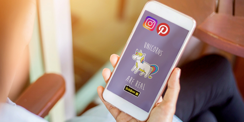 Celular com Instagram e Pinterest