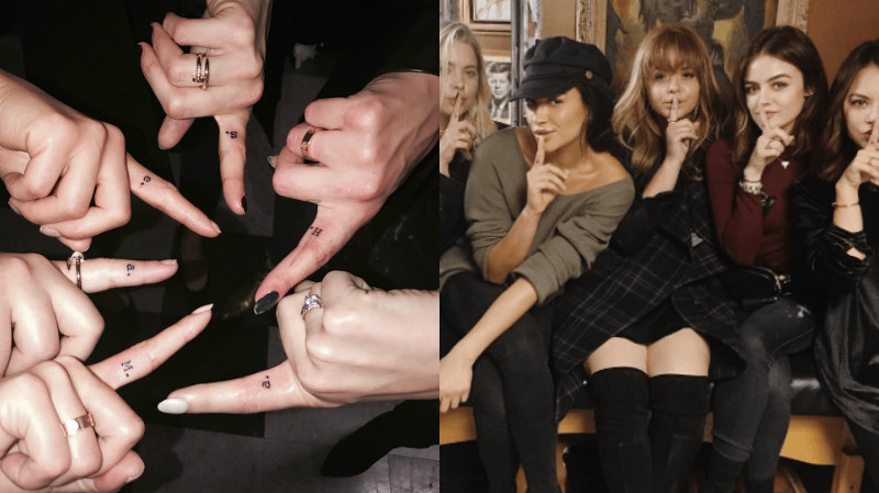 Shay Mitchell e elenco de Pretty Little Liars tatuagem