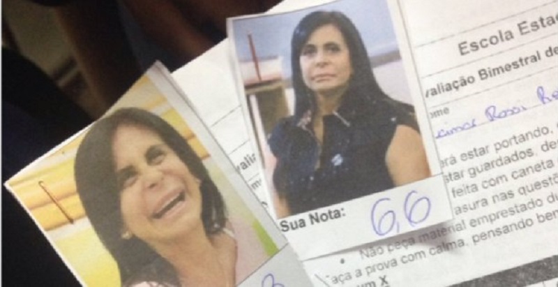 notas com meme da gretchen anexada às provas