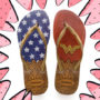 havaianas vermelha e azul da mulher maravilha