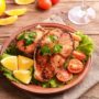 Prato com peixe e legumes
