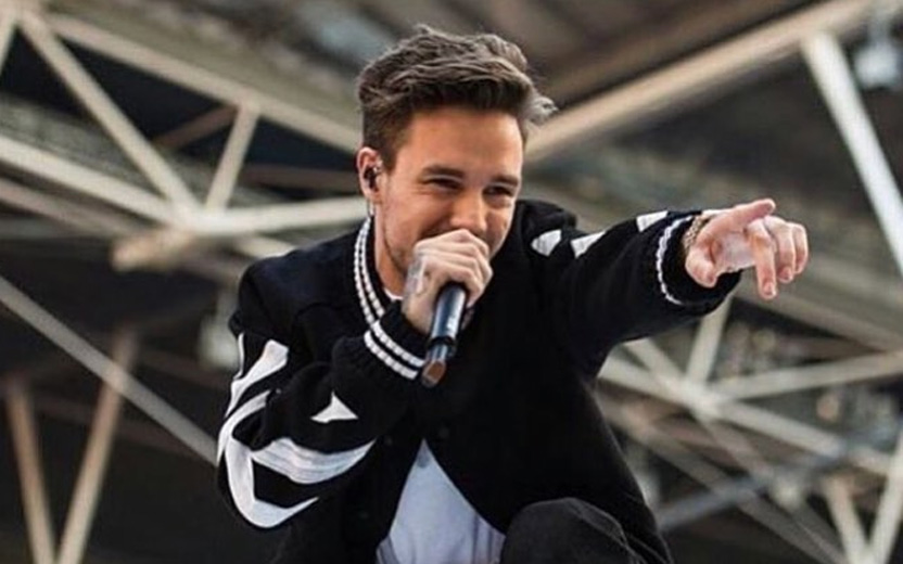 Liam Payne cantando e apontando em show - strip that down