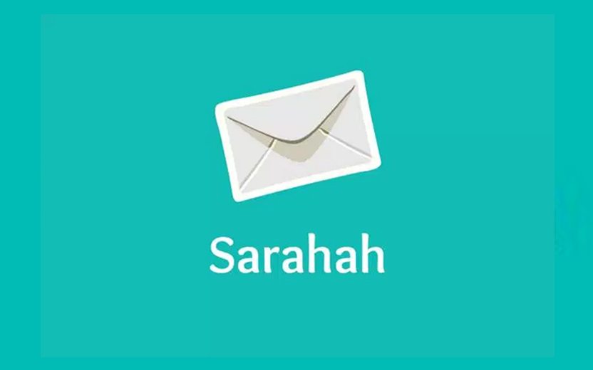 logo do "sarahah" com fundo verde água e cartinha branca