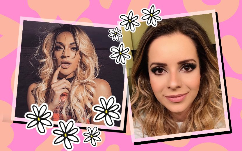 montagem de fotos da sandy e pabllo vittar com fundo rosa