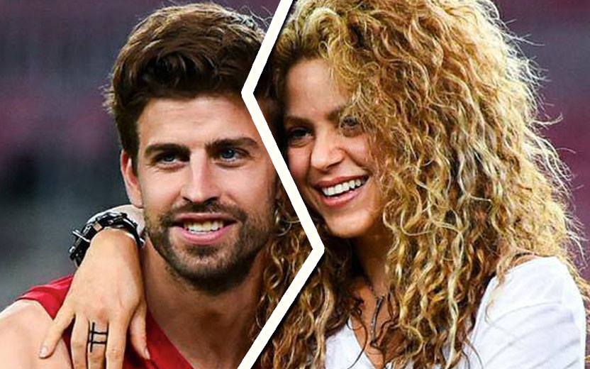 shakira e piqué com um corte entre os dois, sinalizando ruptura