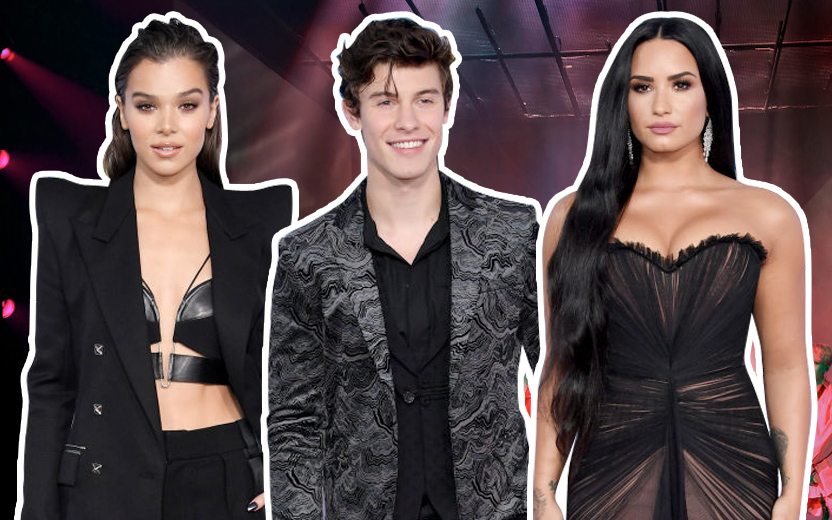 AMA 2017. Na foto, montagem com Hailee, Shawn e Demi