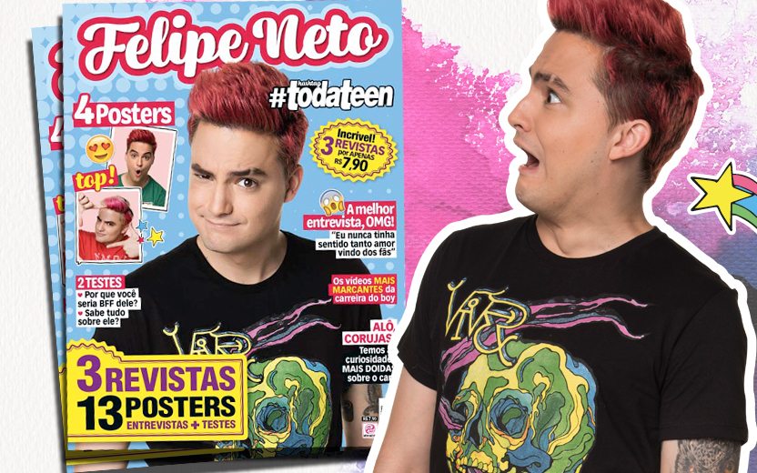 Felipe Neto com a capa da revista Hashtag todateen
