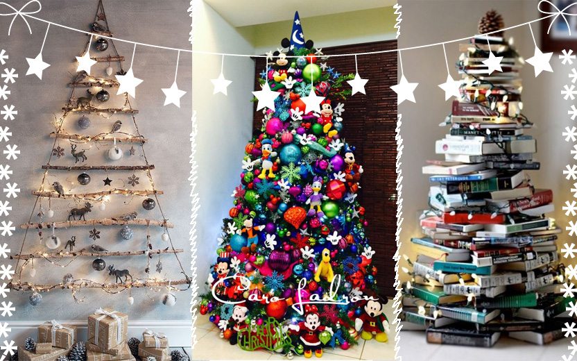 Montagem com três árvores de Natal