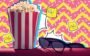 pipoca e óculos de cinema