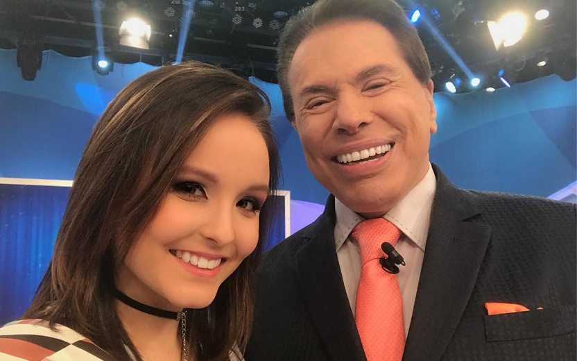 Larissa Manoela no SBT com Sílvio Santos