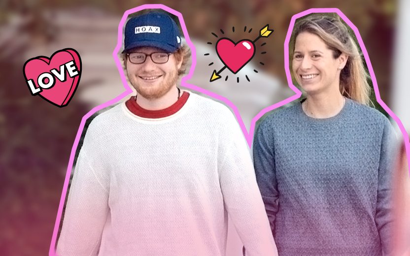 Ed Sheeran e Cherry Seaborn andando juntos na rua