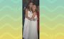 Sasha e Bruna Marquezine adolescentes abraçadas com vestidos de gala brancos