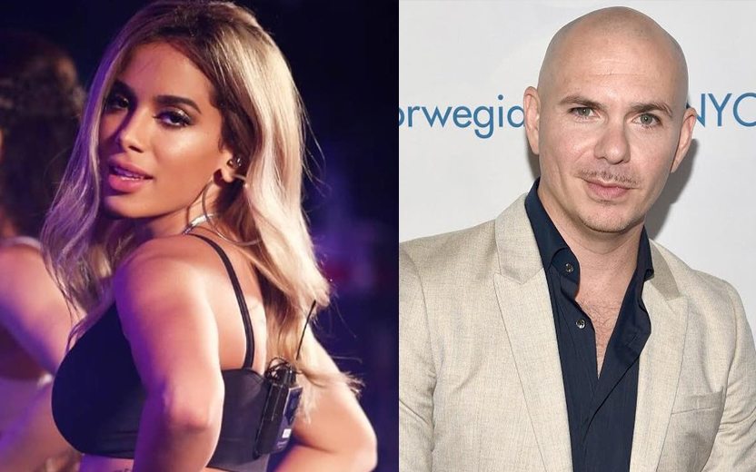 Anitta e Pitbull em montagem de fotos