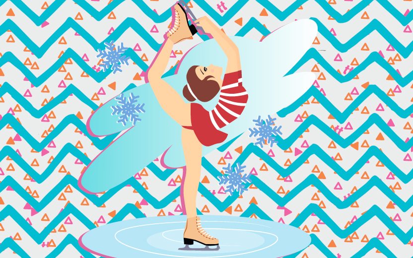 Menina patinando para representar as olimpíadas de Inverno 2018